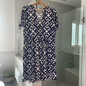 Navy and White Patterned Dress